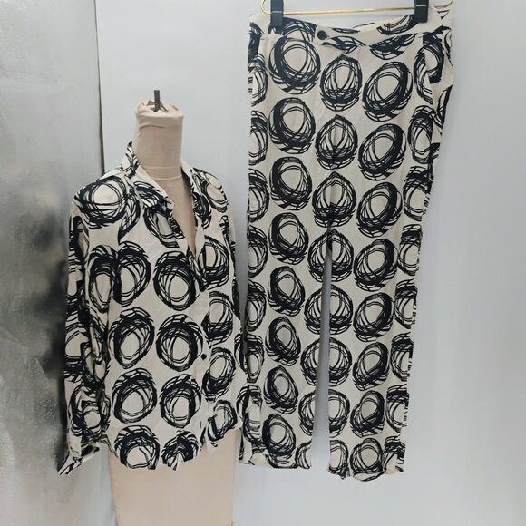 Zara Womens Set satin black and white blouse button down comfy elegant - Picture 3 of 16